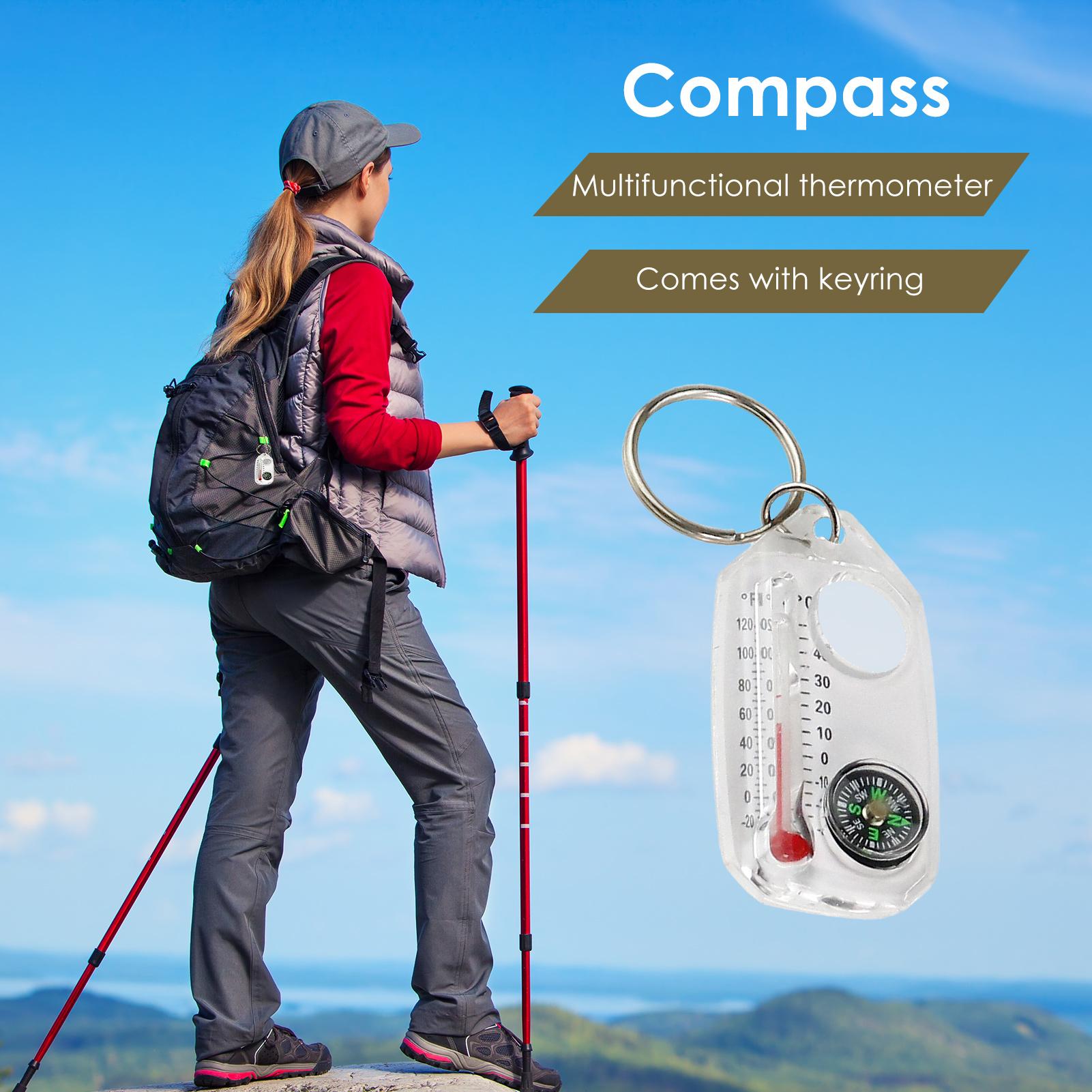 Compass Keychain Mini - 다기능 미니 키체인 캠핑 나침반 온도계