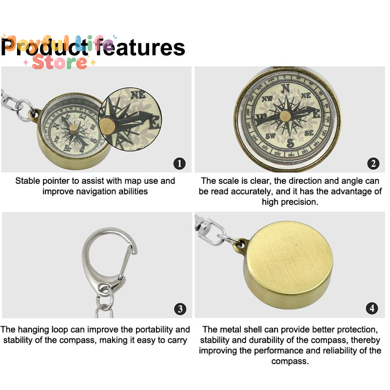 Compass Keychain Mini - 핫세일 등산용품 키체인 빈티지 도구 휴대용