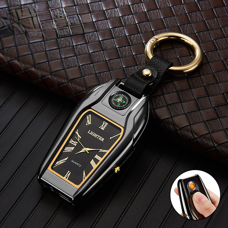 Compass Keychain Mini - 다기능 나침반 키체인 시계 아크 라이터,