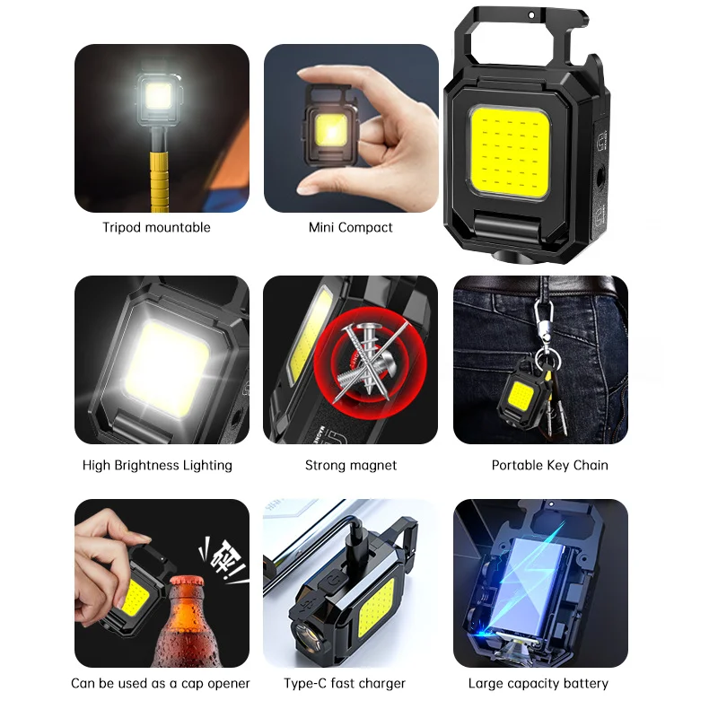 미니 LED 휴대용 손전등 USB 충전식 LED COB - Keychain Flashlight 리뷰 및 가격