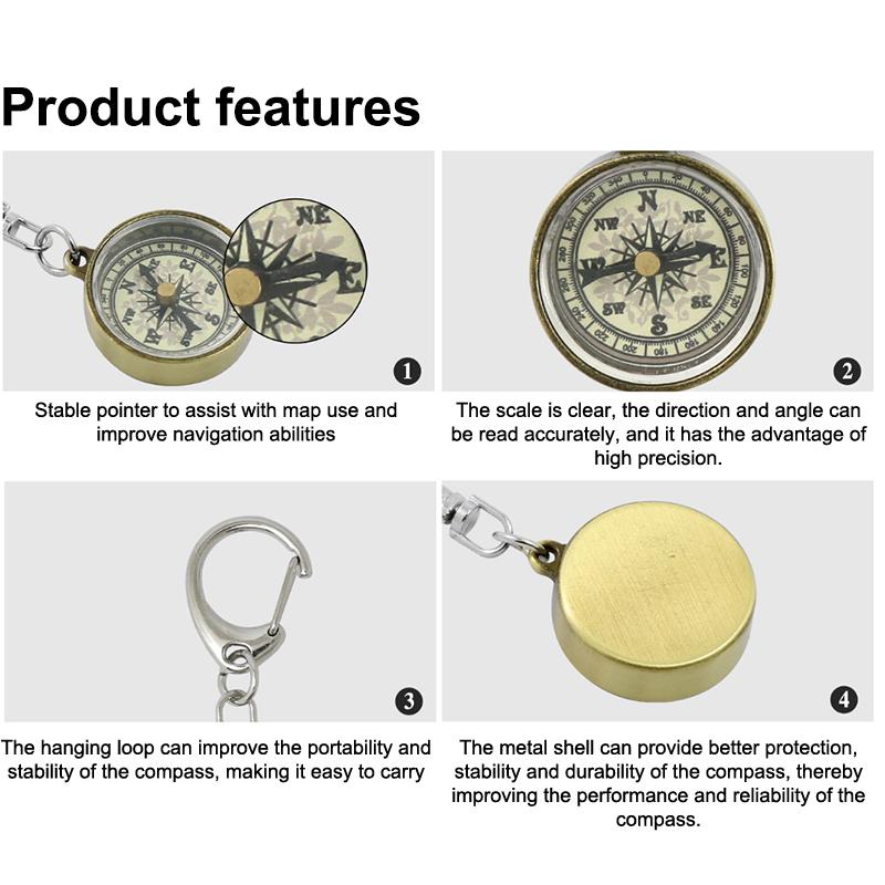 등반 장비 키링, 빈티지 도구, 휴대용 아연 합금 소재 - Compass Keychain Mini 리뷰 및 가격